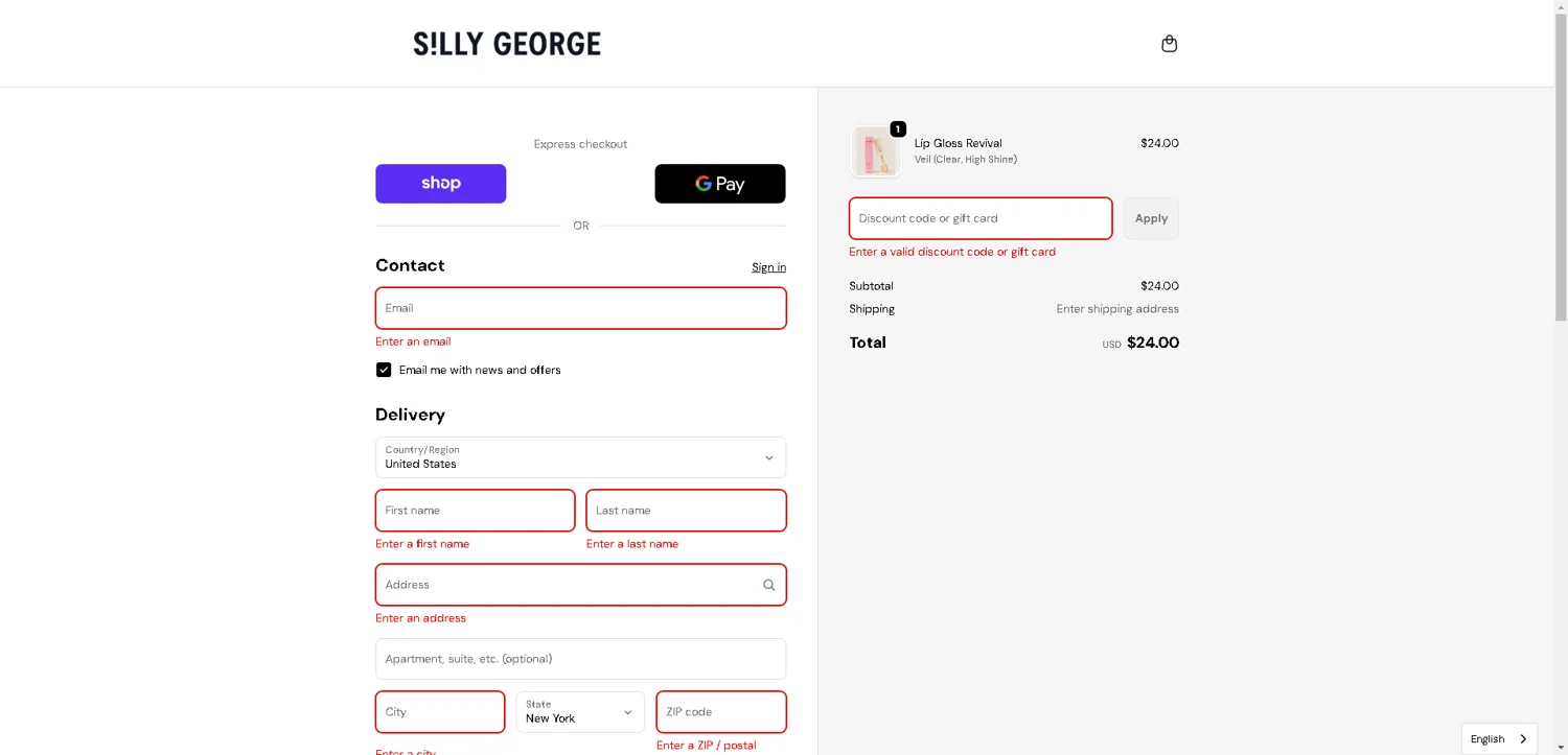 Silly George discount code screenshot showing code Dealspotr10 applied at Silly George checkout page. Uploaded by SimplyCodes community member PrimeSentinel4675 on Oct 7, 2025