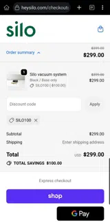SILO100 coupon verification screenshot