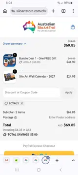 Australian Silo Art Trail coupon verification screenshot