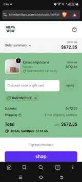 BABYINCHIEF coupon verification screenshot