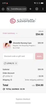 LOYAL10 coupon verification screenshot