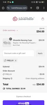 PRELUV coupon verification screenshot