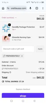 Preparented21 coupon verification screenshot