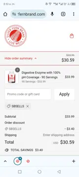 SBSELLS coupon verification screenshot