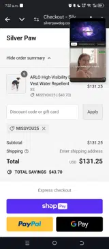 MISSYOU25 coupon verification screenshot