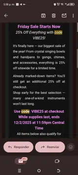 VIBE25 coupon verification screenshot