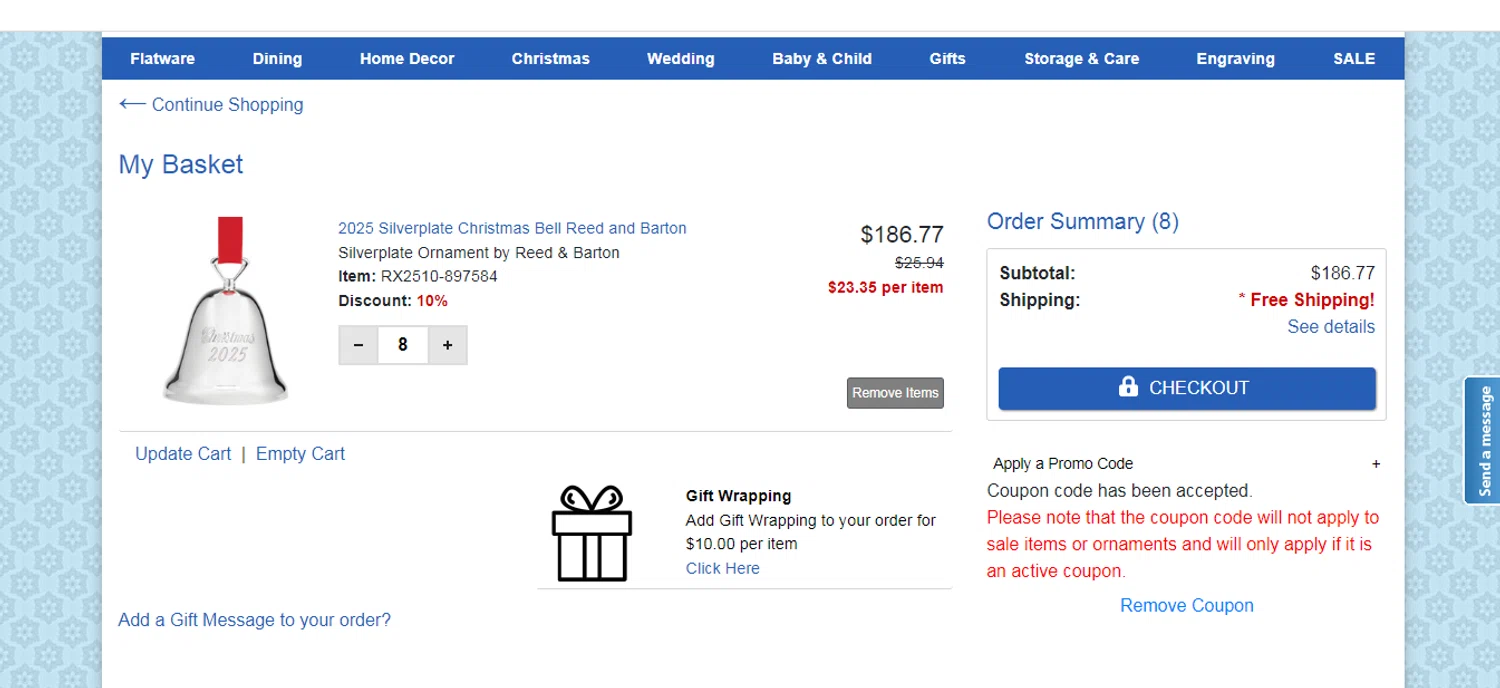 Silver Superstore promo code screenshot showing code VETERANS applied at Silver Superstore checkout page. Uploaded by SimplyCodes community member obito1234 on Nov 28, 2025