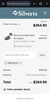 SPECIAL10 coupon verification screenshot
