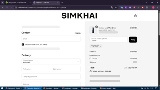 SIMKHAI checkout page showing SIMKHAI promo code box | Screenshot taken by SimplyCodes community member on Sep 15, 2025