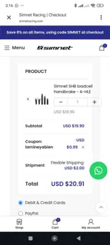 Simnet Racing coupon verification screenshot