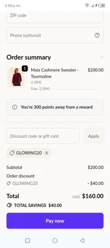 Simone Perele US coupon verification screenshot