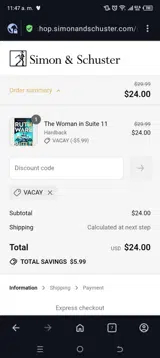 Vacay coupon verification screenshot