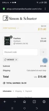 Mom30 coupon verification screenshot