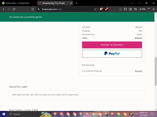 Simplehuman checkout page showing Simplehuman discount code box | Screenshot taken by SimplyCodes community member on Jul 25, 2024