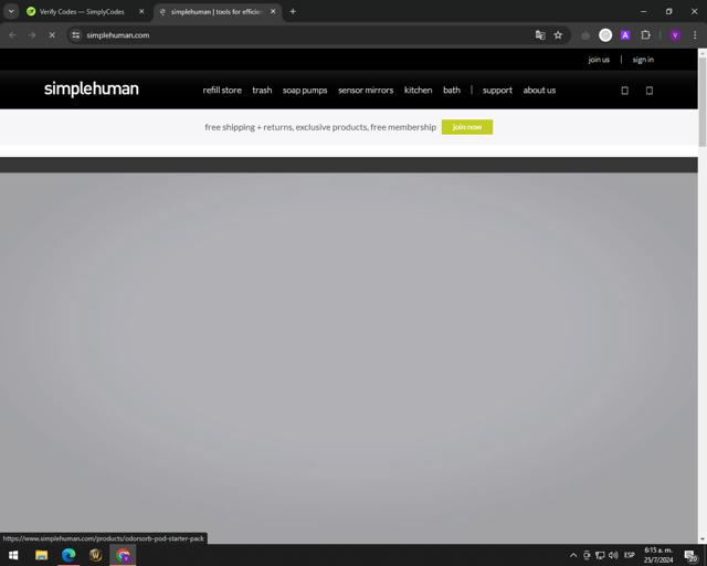 Simplehuman checkout page showing Simplehuman discount code box | Screenshot taken by SimplyCodes community member on Jul 25, 2024