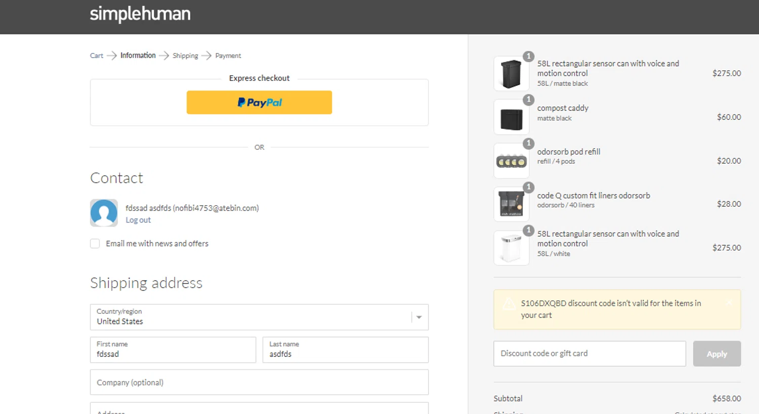 where to use Simplehuman promo code box