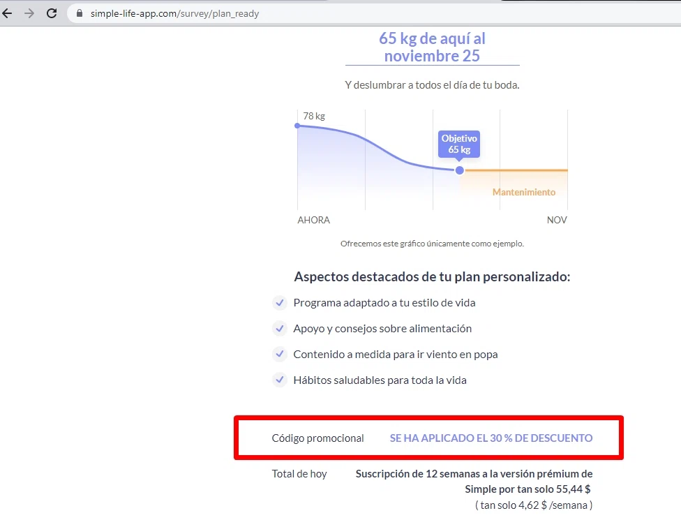 Simple Life App checkout page showing Simple Life App promo code box | Screenshot taken by SimplyCodes community member on Aug 25, 2023
