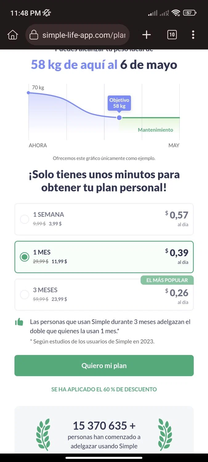 Simple Life App checkout page showing Simple Life App promo code box | Screenshot taken by SimplyCodes community member on Feb 7, 2024