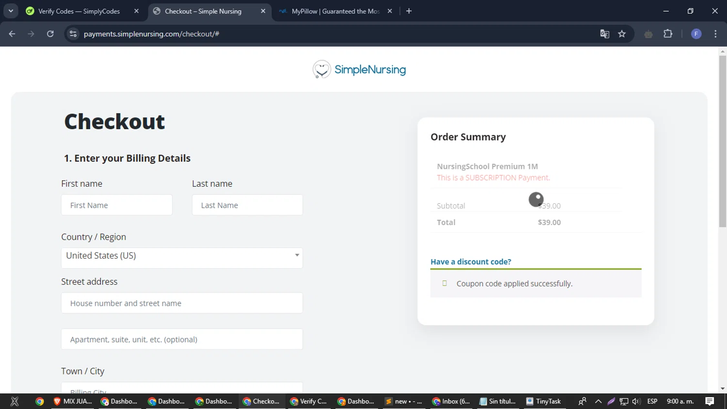 how to use Simple Nursing coupons