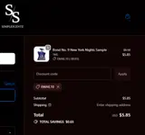 Simple Scentz coupon verification screenshot