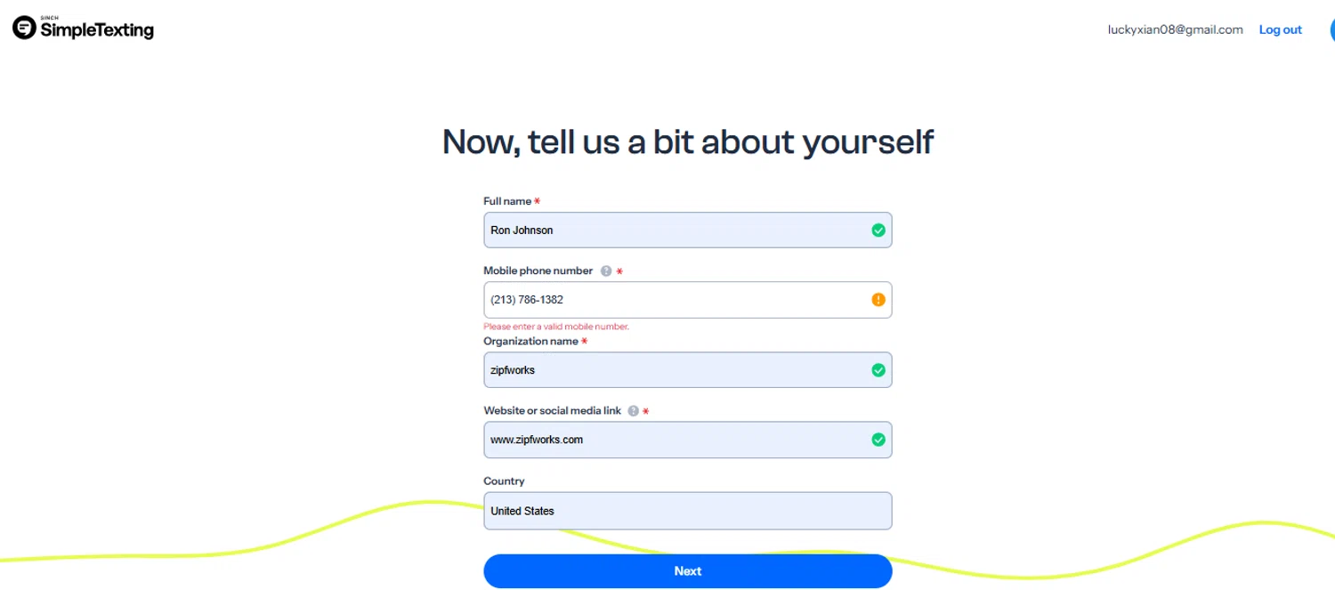 SimpleTexting promo code screenshot showing code HTY65 applied at SimpleTexting checkout page. Uploaded by SimplyCodes community member SimplyCVerlie on Jan 9, 2025