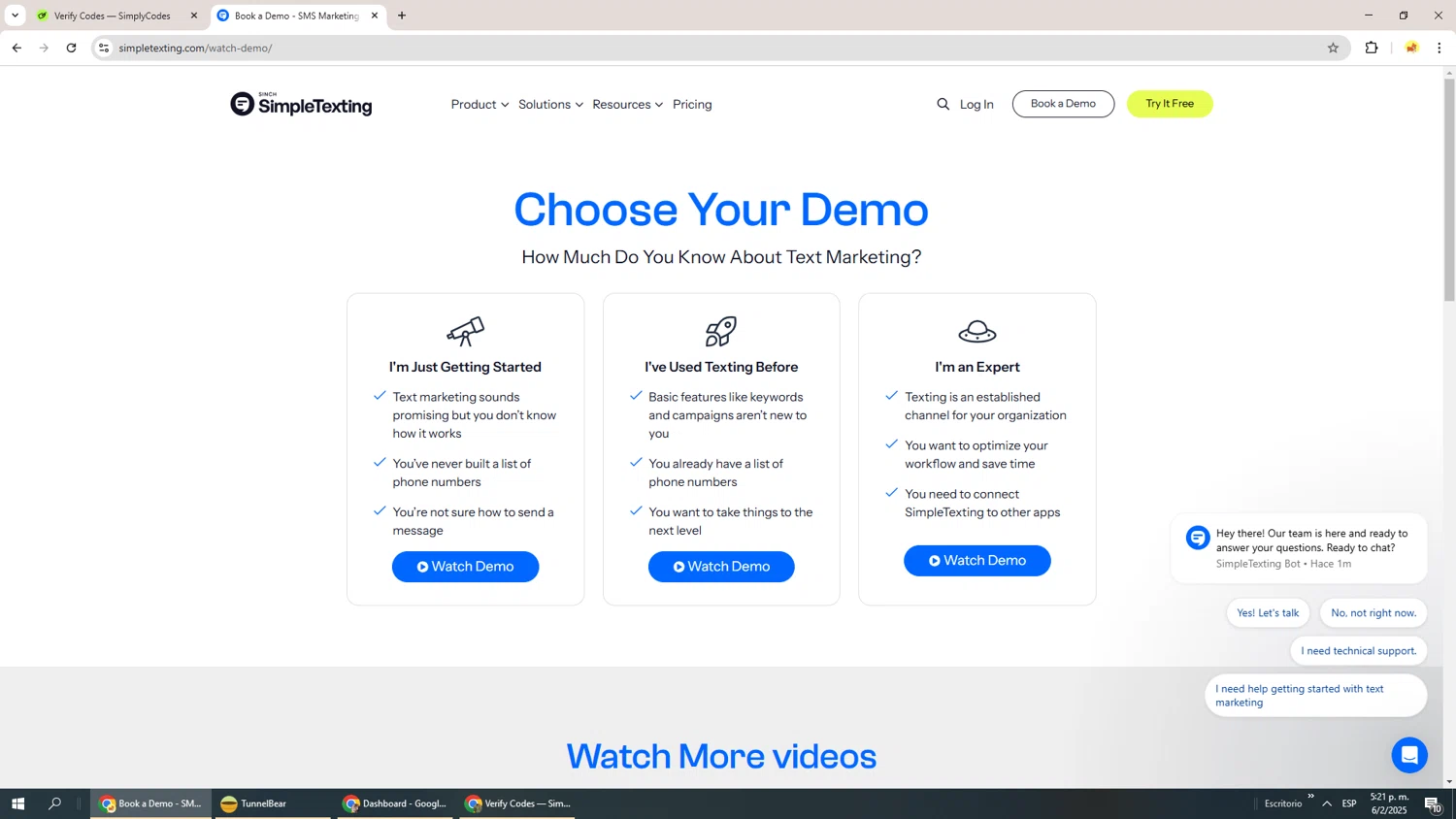 SimpleTexting promo code screenshot showing code TEATIME applied at SimpleTexting checkout page. Uploaded by SimplyCodes community member Richard251 on Feb 6, 2025