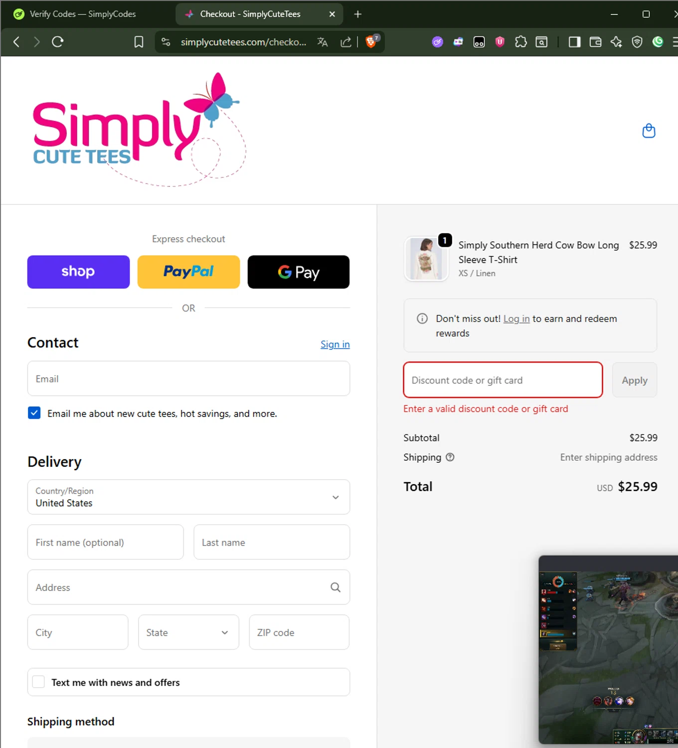 SimplyCuteTees promo code screenshot showing code SPOOKY applied at SimplyCuteTees checkout page. Uploaded by SimplyCodes community member AliceLidell on Nov 2, 2025