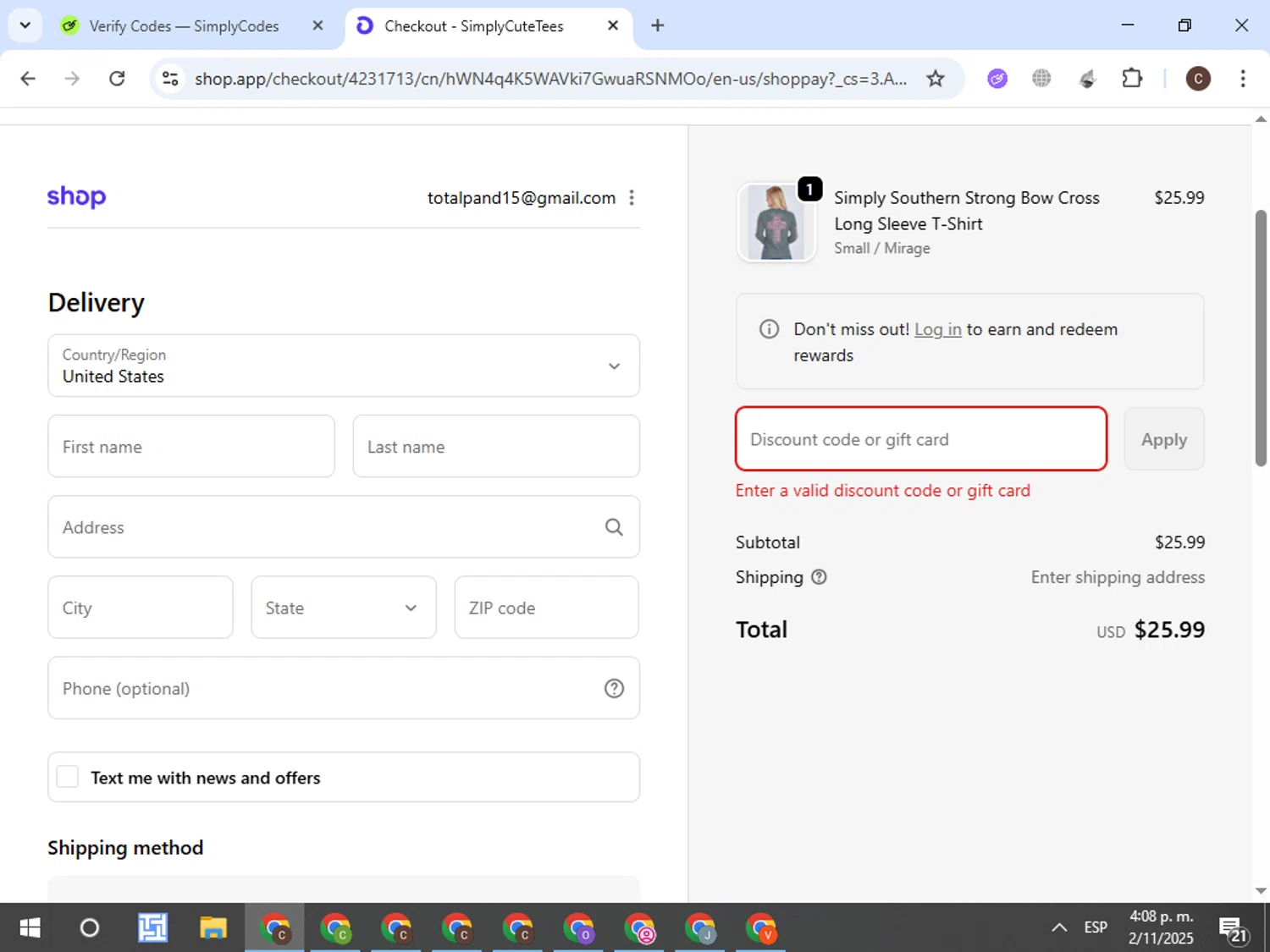 SimplyCuteTees promo code screenshot showing code SPOOKY applied at SimplyCuteTees checkout page. Uploaded by SimplyCodes community member VictorL on Nov 2, 2025