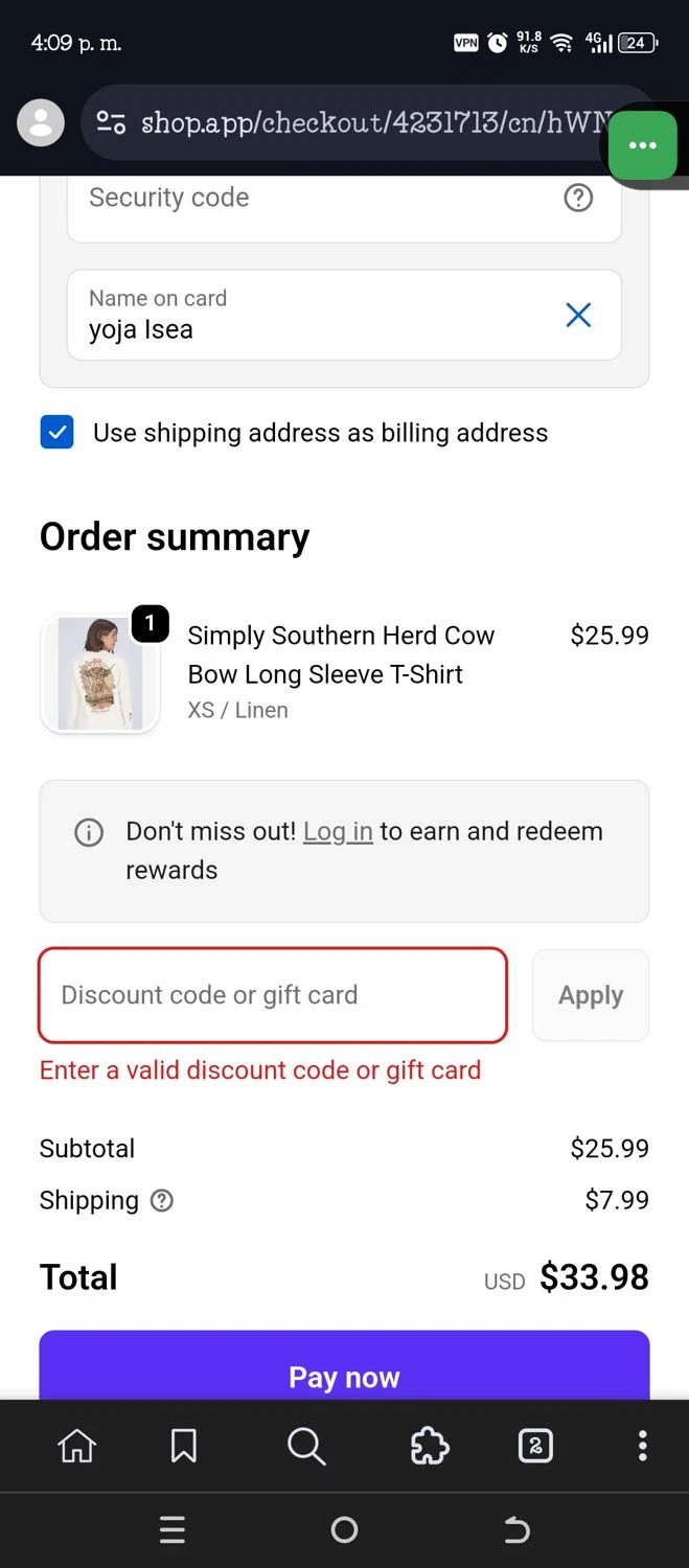 SimplyCuteTees promo code screenshot showing code SPOOKY applied at SimplyCuteTees checkout page. Uploaded by SimplyCodes community member VillaloboY on Nov 2, 2025