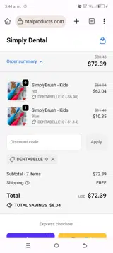 SimplyFloss coupon verification screenshot