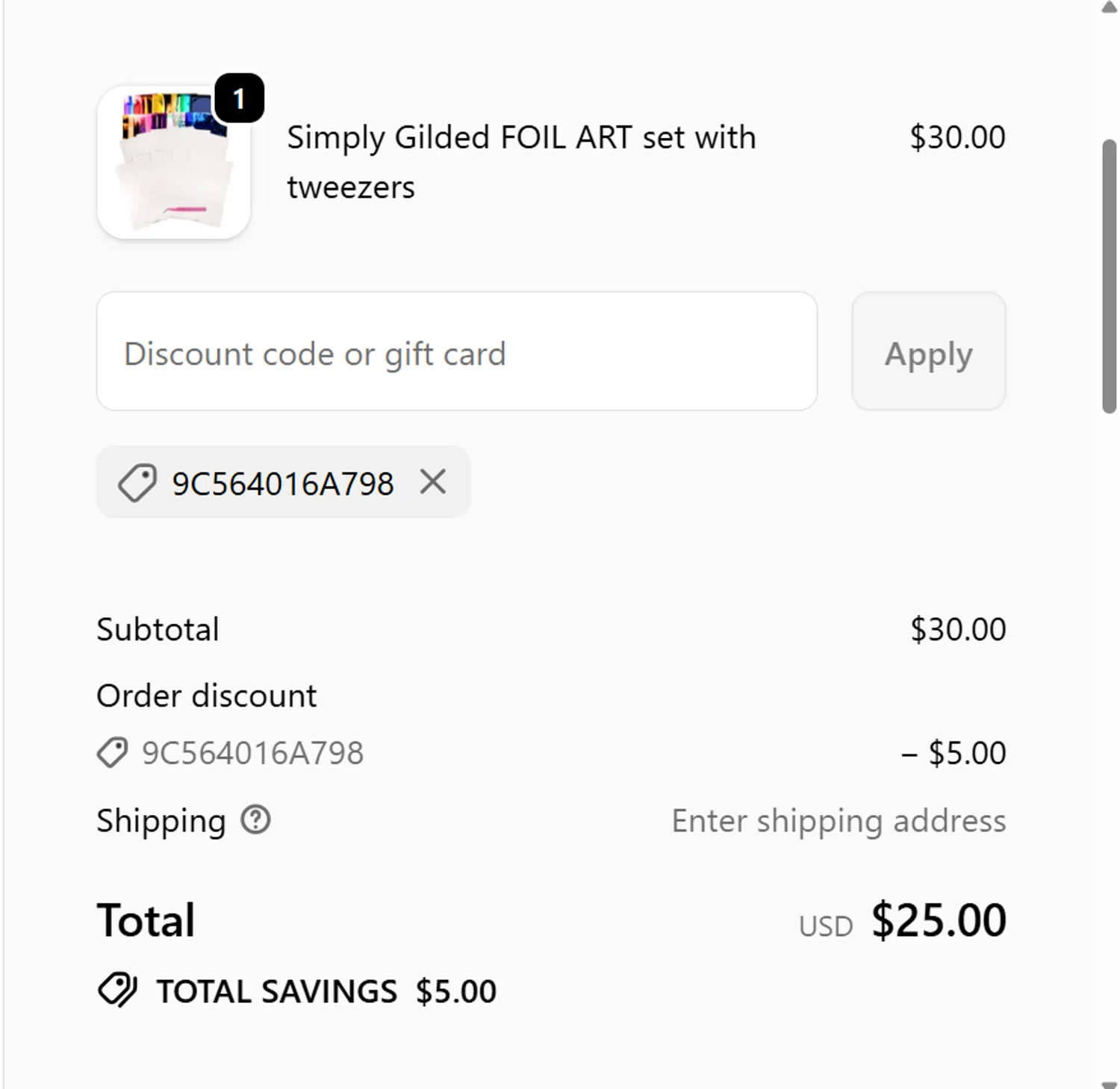 simply gilded promo code screenshot showing code 9c564016a798 applied at simply gilded checkout page. Uploaded by SimplyCodes community member pompomeranz09c754 on Jun 4, 2026