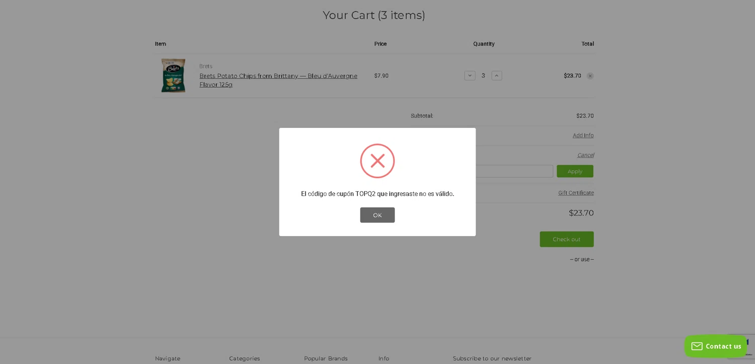 Simply Gourmand coupon code screenshot showing code TOPQ2 applied at Simply Gourmand checkout page. Uploaded by SimplyCodes community member SwiftLynx7415 on Aug 28, 2025