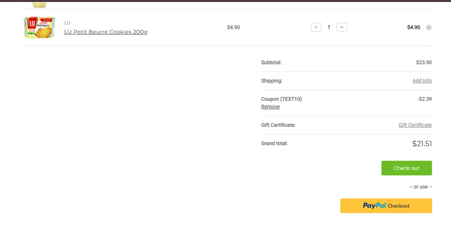 Simply Gourmand coupon code screenshot showing code TEXT10 applied at Simply Gourmand checkout page. Uploaded by SimplyCodes community member Aryel86 on May 11, 2025