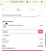 MIGUELI coupon verification screenshot