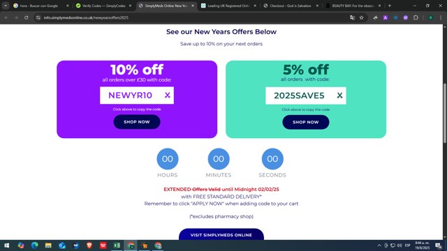 Simply Meds checkout page showing Simply Meds discount code box | Screenshot taken by SimplyCodes community member on Aug 19, 2025