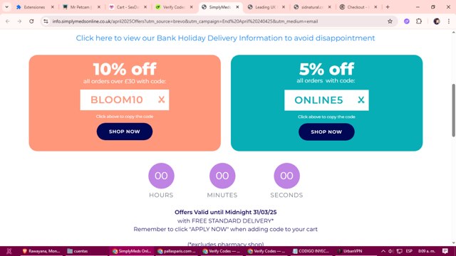 Simply Meds checkout page showing Simply Meds discount code box | Screenshot taken by SimplyCodes community member on Aug 21, 2025