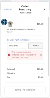 Simply Southern coupon verification screenshot