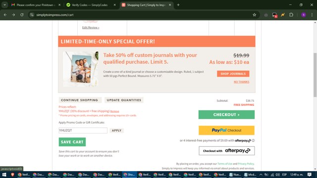 Simply to Impress checkout page showing Simply to Impress promo code box | Screenshot taken by SimplyCodes community member on Mar 5, 2025