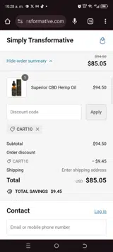 Cart10 coupon verification screenshot