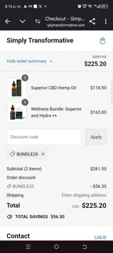 BUNDLE20 coupon verification screenshot