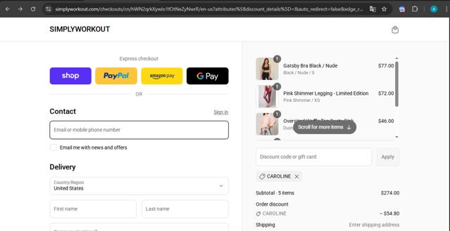 Simply Workout checkout page showing Simply Workout discount code box | Screenshot taken by SimplyCodes community member on Sep 11, 2025