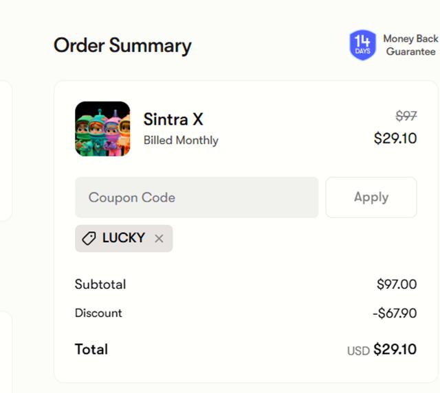 Sintra checkout page showing Sintra discount code box | Screenshot taken by SimplyCodes community member on Sep 7, 2025