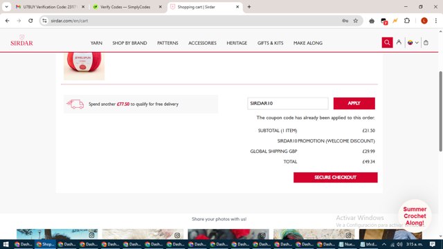 Sirdar checkout page showing Sirdar promo code box | Screenshot taken by SimplyCodes community member on Apr 6, 2025