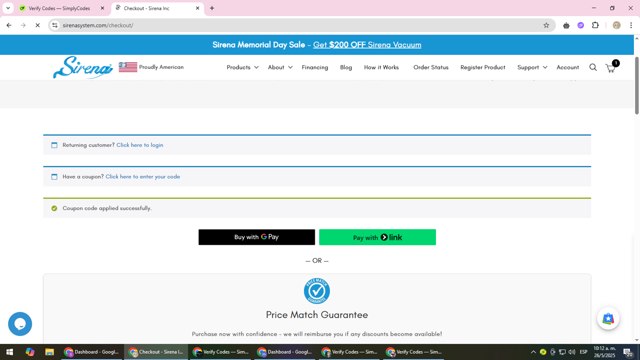 Sirena checkout page showing Sirena promo code box | Screenshot taken by SimplyCodes community member on May 26, 2025