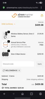 Welcomeback coupon verification screenshot