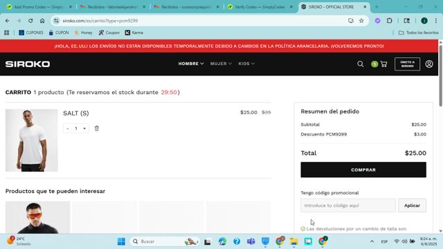 Siroko checkout page showing Siroko discount code box | Screenshot taken by SimplyCodes community member on Sep 6, 2025
