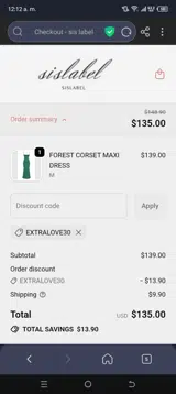 extralove30 coupon verification screenshot