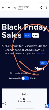 Sitejet coupon verification screenshot