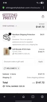 Welcome15 coupon verification screenshot