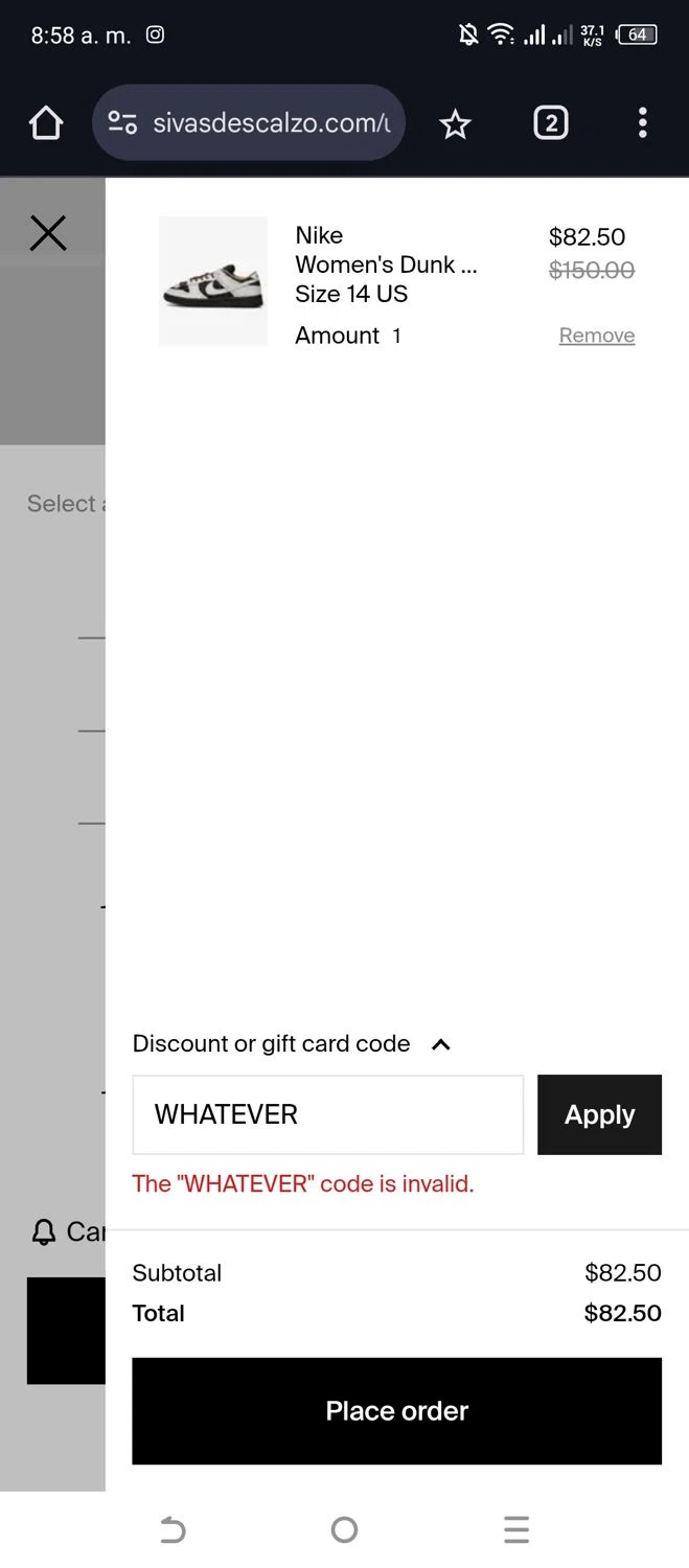 Sivasdescalzo discount code screenshot showing code WHATEVER applied at Sivasdescalzo checkout page. Uploaded by SimplyCodes community member Alejandra10 on Mar 4, 2025